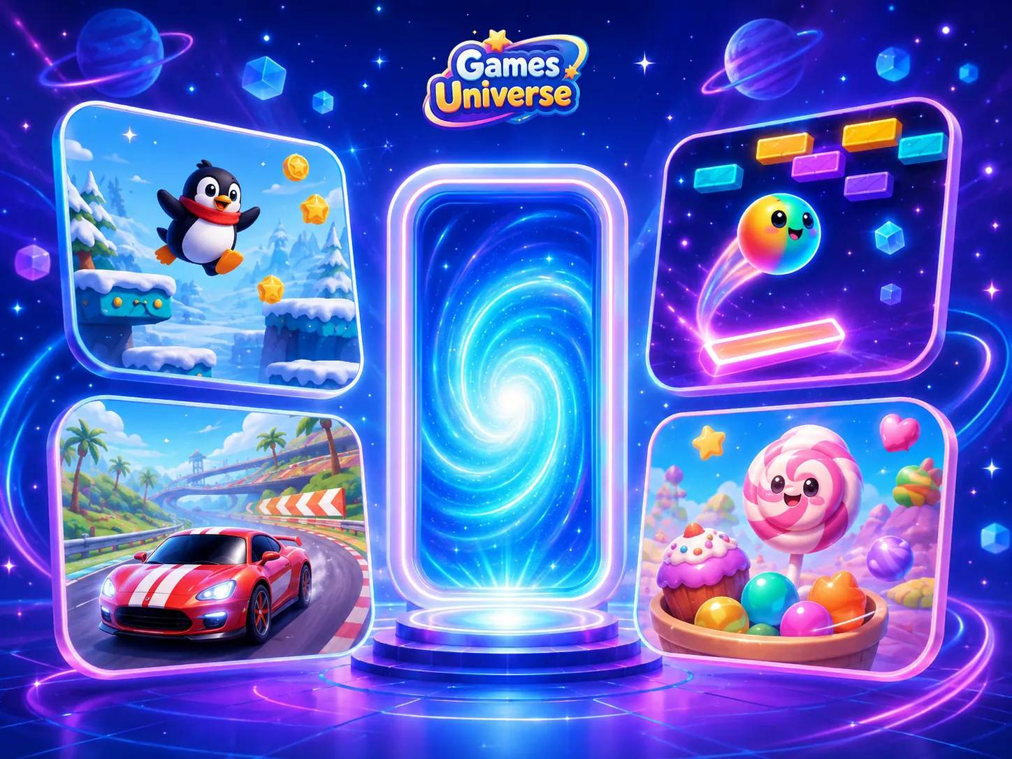 Games Universe : un portail avec des jeux de plateforme, de course, d’arcade et de bonbons